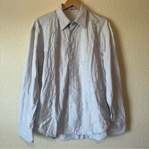 Robert Graham Men's Classic Fit Embroidered Paisley Floral Shirt XL Light Blue